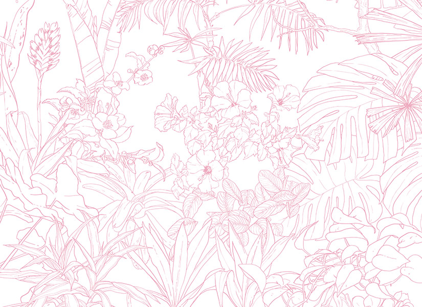 Papier peint Jungle Tropical Rose Big Panoramique